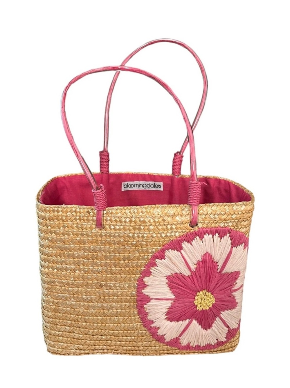 vintage Bloomingdale's woven straw tote bag